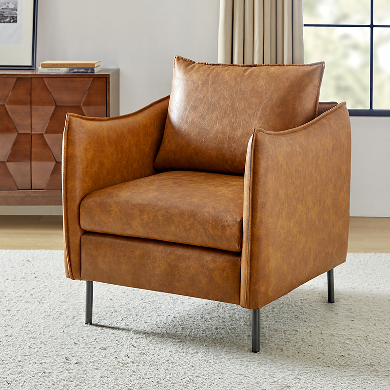 Felix Faux Leather Armchair - Modern PU Leather Accent Chair for Living Room, Office & Lounge - Comfortable Mid-Century Style Seating for Home Decor