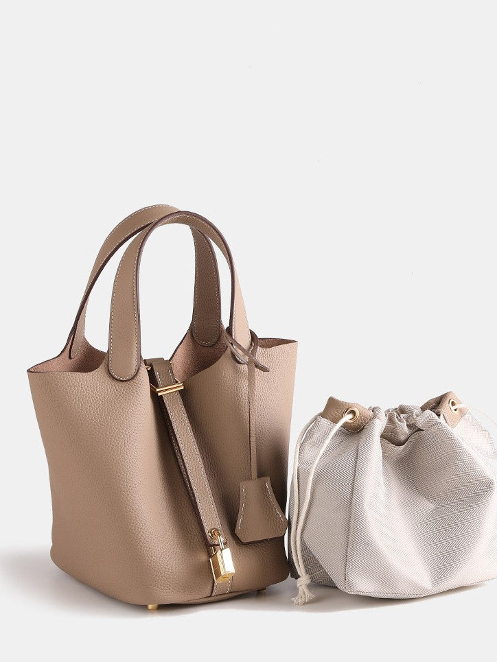 Stylish Genuine Leather Bucket Bag for Women - Trendy Crossbody Shoulder Handbag - Perfect for Work, Travel & Everyday Use