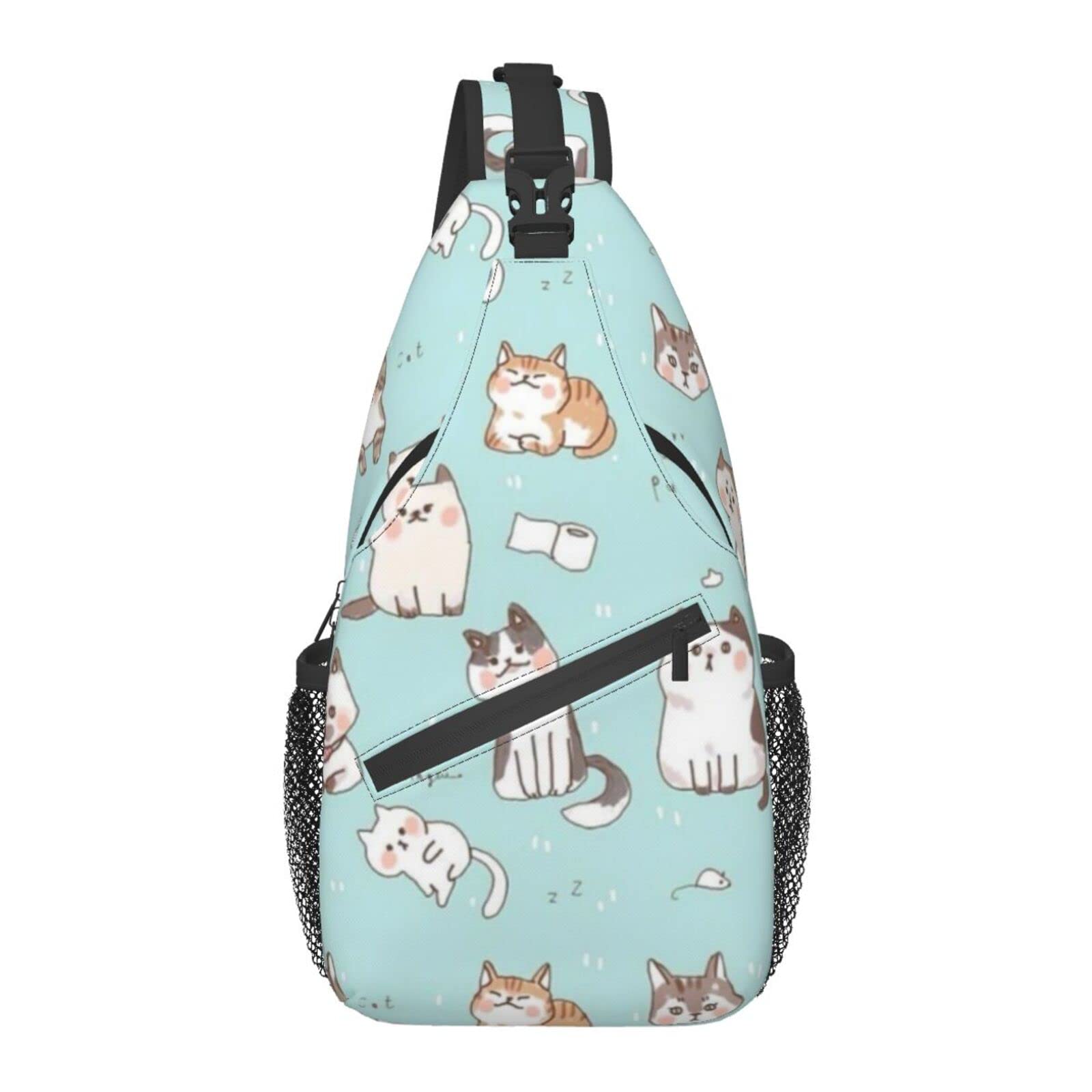 Stylish Unisex Sling Bag - Adjustable Crossbody Chest Pack with Cute Cat Design | Lightweight Shoulder Bag for Men & Women | Perfect for Travel, Hiking, and Daily Commute