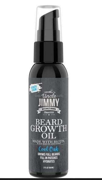 Uncle Jimmy Beard Growth Oil - 2oz | Natural Beard Care for Men | Promotes Thicker, Fuller Facial Hair Growth | Perfect for Daily Grooming & Styling