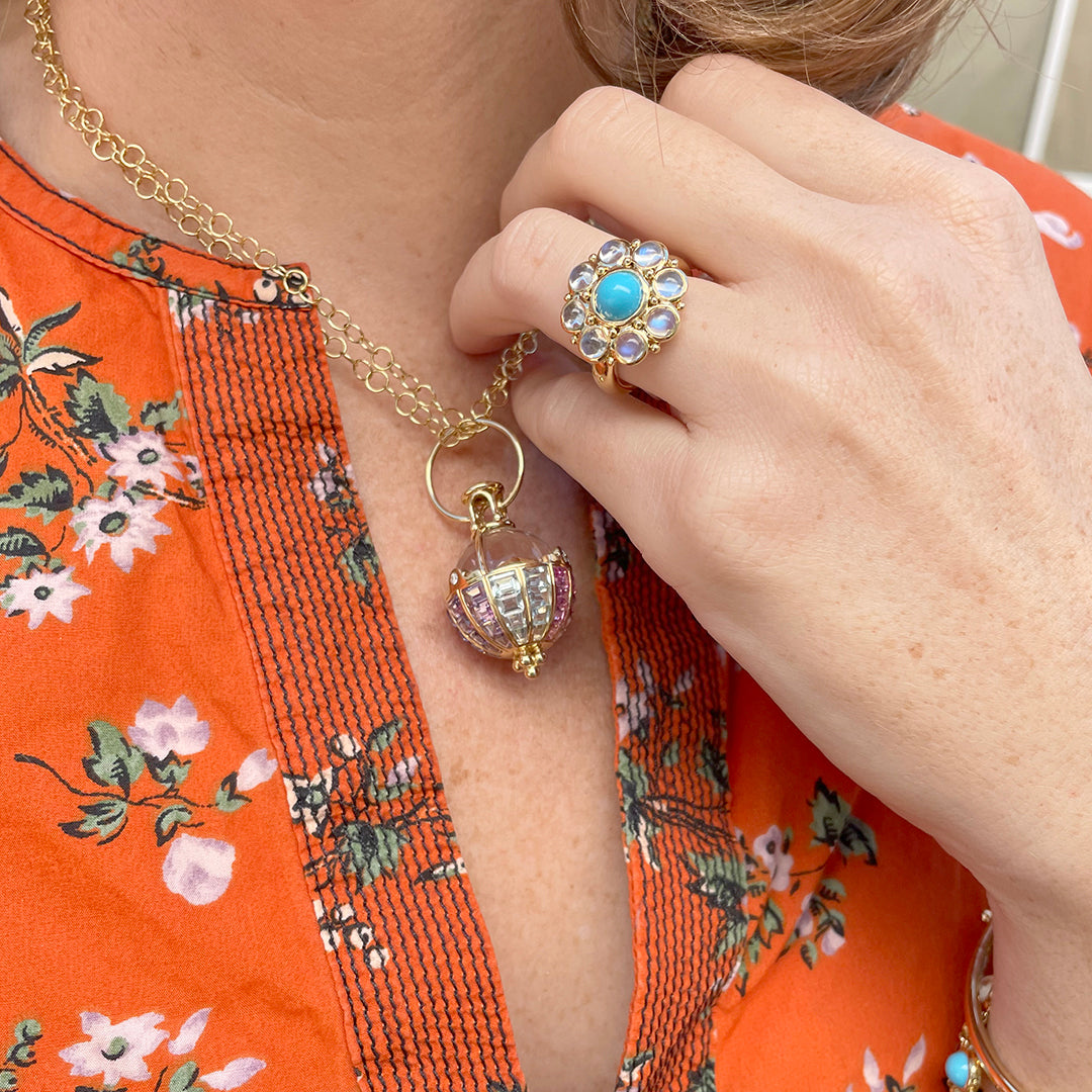 Temple St. Clair Rainbow Row Amulet Necklace - 18K Gold Plated Charm Pendant for Women - Perfect for Everyday Wear, Gift Giving & Special Occasions