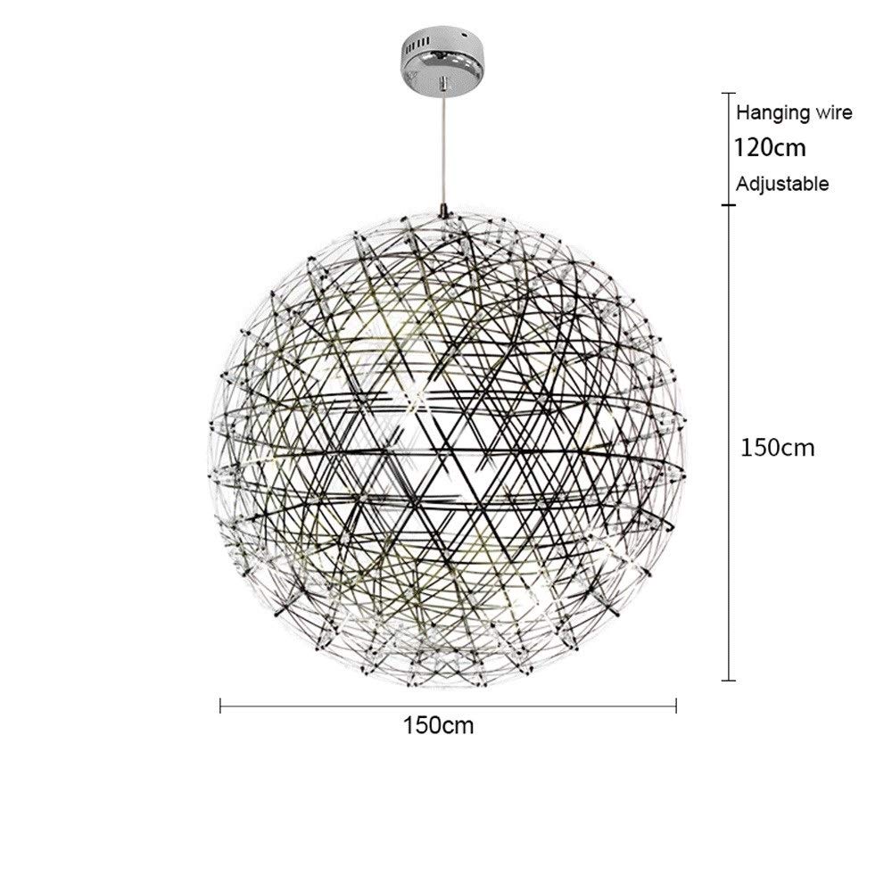 Modern LED Chandelier Ceiling Lamp - Warm White Firework Spark Ball Design, Stainless Steel Spherical Pendant Light for Dining Room, Living Room, Bedroom & Hallway Decoration