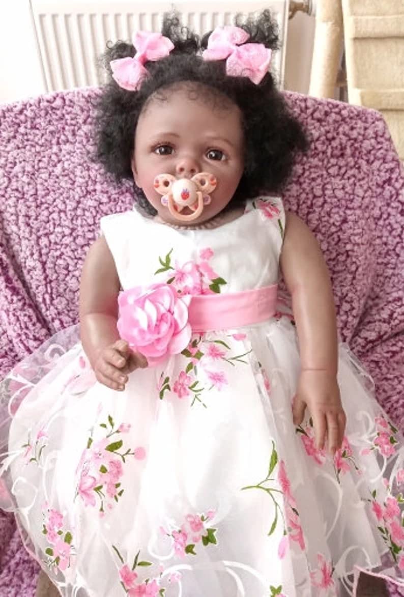 28 Inch Realistic Black Reborn Baby Doll - African American Weighted Silicone Toddler Doll with Lifelike Features, Safe for Kids Age 3+ | Perfect for Gift Giving, Playtime, and Collecting