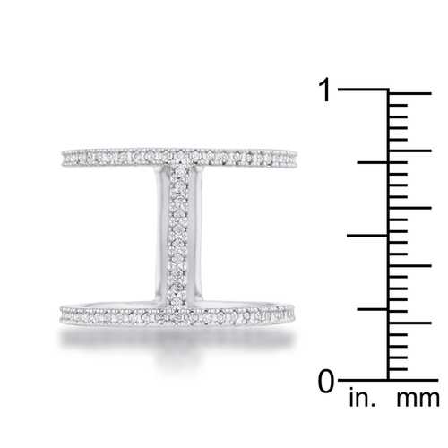 0.3ct CZ Rhodium Plated Open Contemporary Wide Ring for Women - Elegant Statement Jewelry for Parties, Weddings & Special Occasions