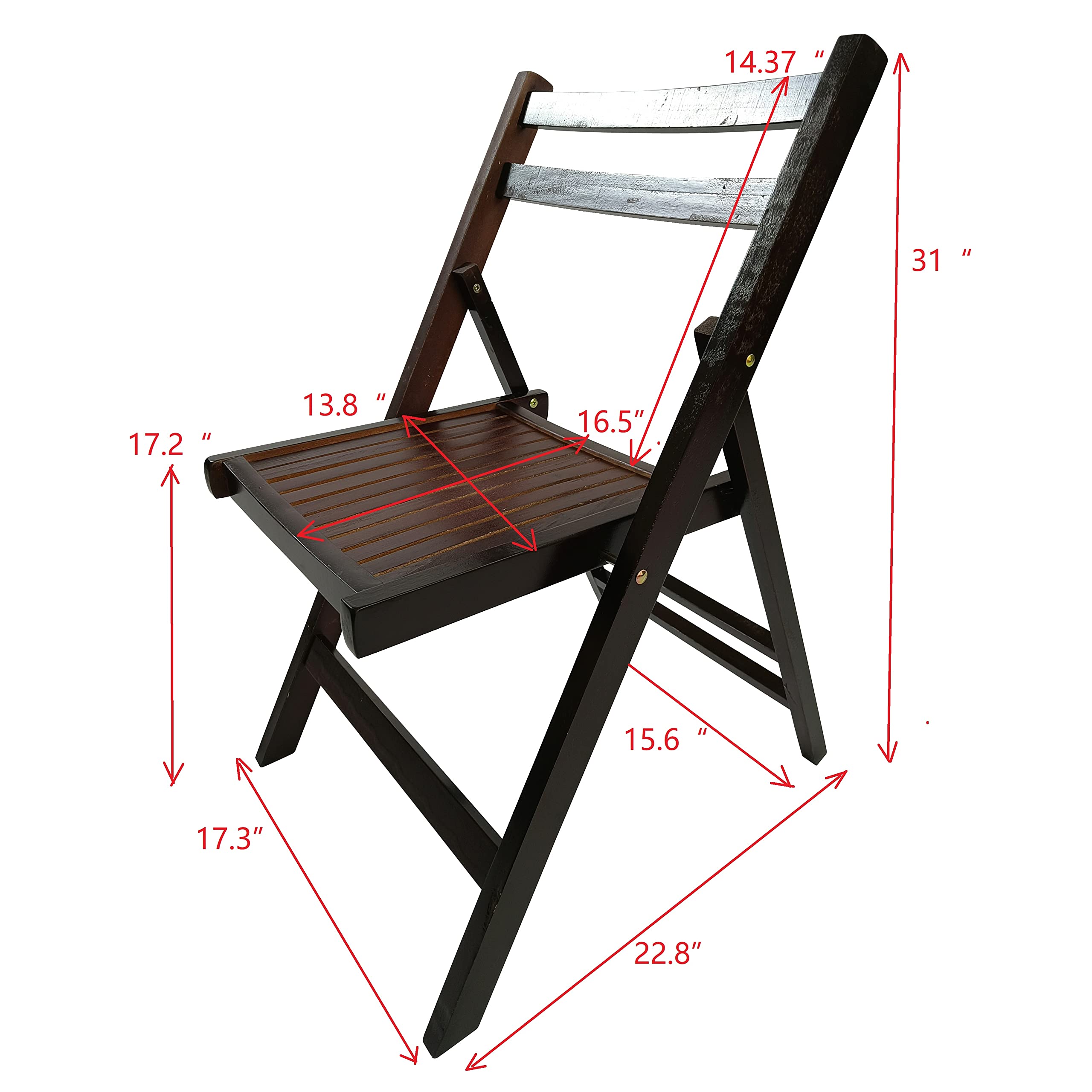 HomVent 4-Pack Wooden Folding Chairs - Lightweight Portable Patio Chairs with Slatted Design & Hollow Back - Perfect for Living Room, Garden, Balcony, Backyard, Poolside & Outdoor Gatherings