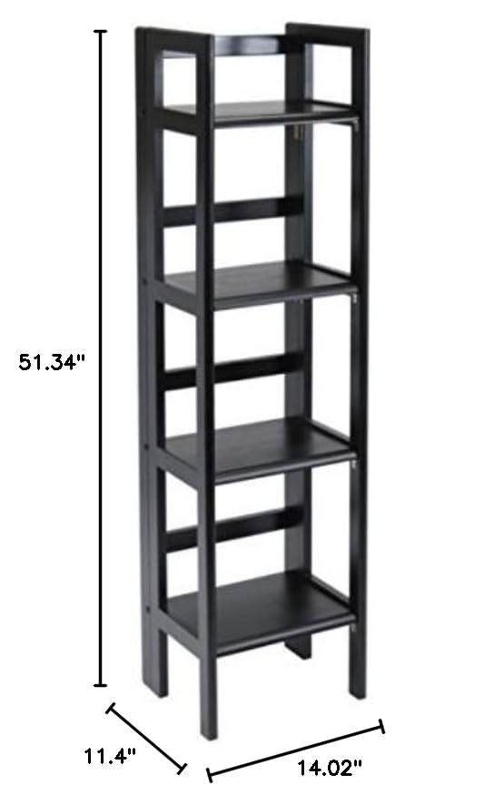 Ergode Terry Folding Bookcase - Black 5-Tier Bookshelf for Home Office, Living Room & Bedroom Storage Organizer