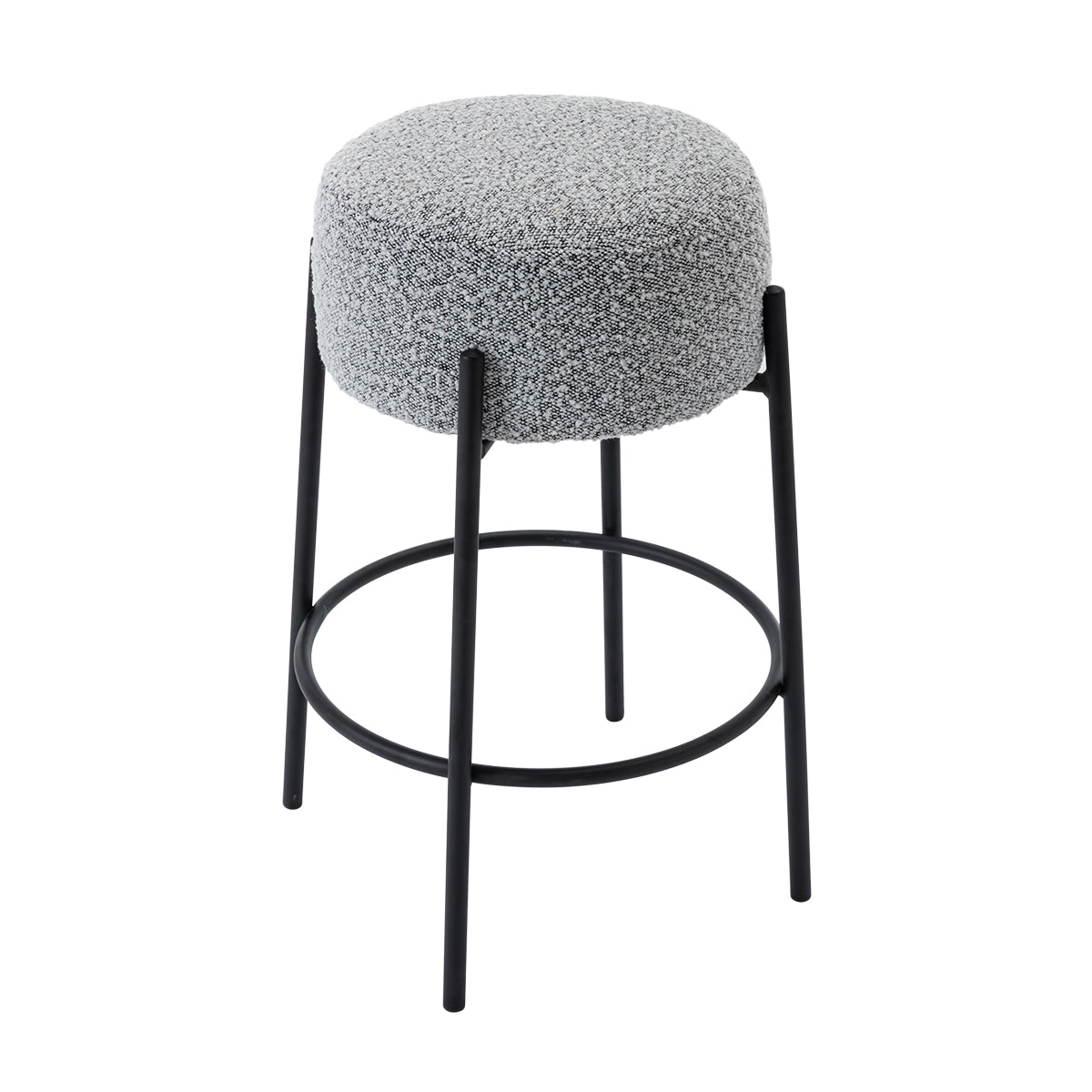 Amara Boucle Bar Stool - Modern Upholstered Counter Height Stool with Metal Legs for Kitchen Island, Breakfast Nook & Home Bar Decor