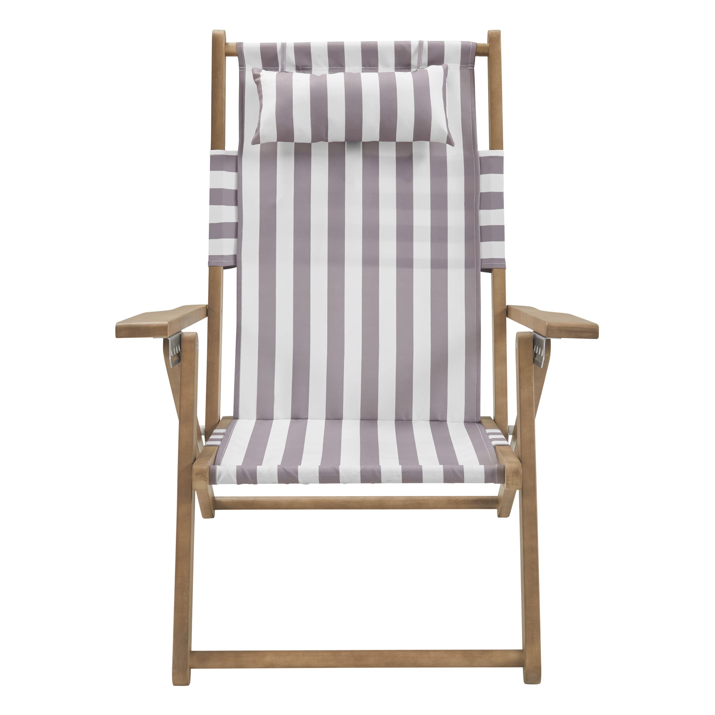 Premium Set of 2 Weather-Resistant Folding Beach Chairs with Adjustable Reclining Back & Carry Straps - Outdoor Patio Furniture for Poolside, Backyard, Camping & Beach Vacations (Taupe)