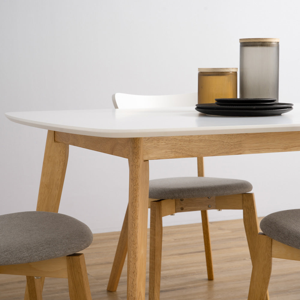 AIMON 150cm Dining Table - Natural & White Finish - Perfect for Kitchen, Dining Room, and Small Space Homes