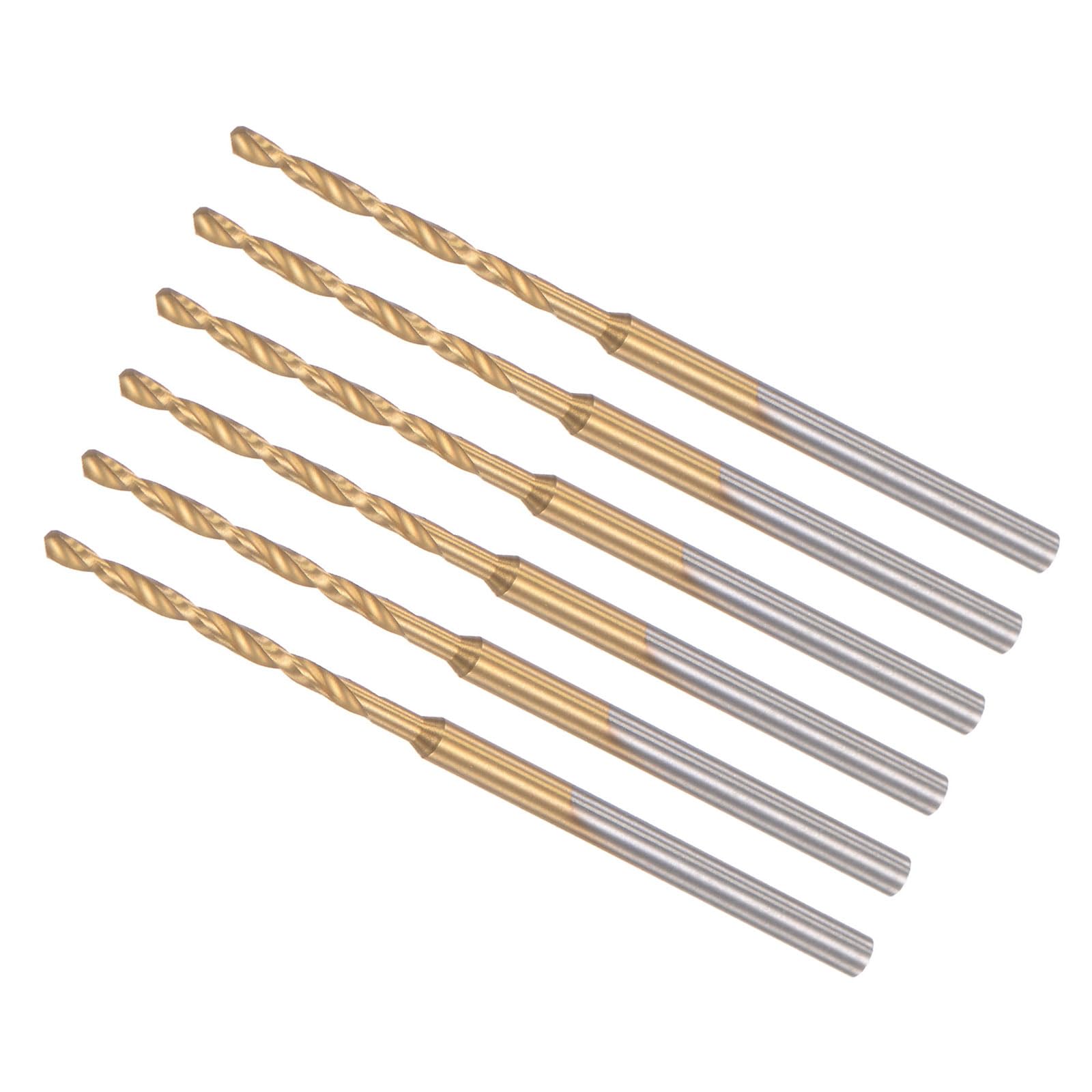 Titanium Coated Mini Drill Bit Set - 1.5mm Drill Diameter & 2.35mm Shank Diameter for Precision Engraving | Perfect for Plastic, Woodworking, Jewelry Making & DIY Crafts | 6-Piece Micro Drill Bits