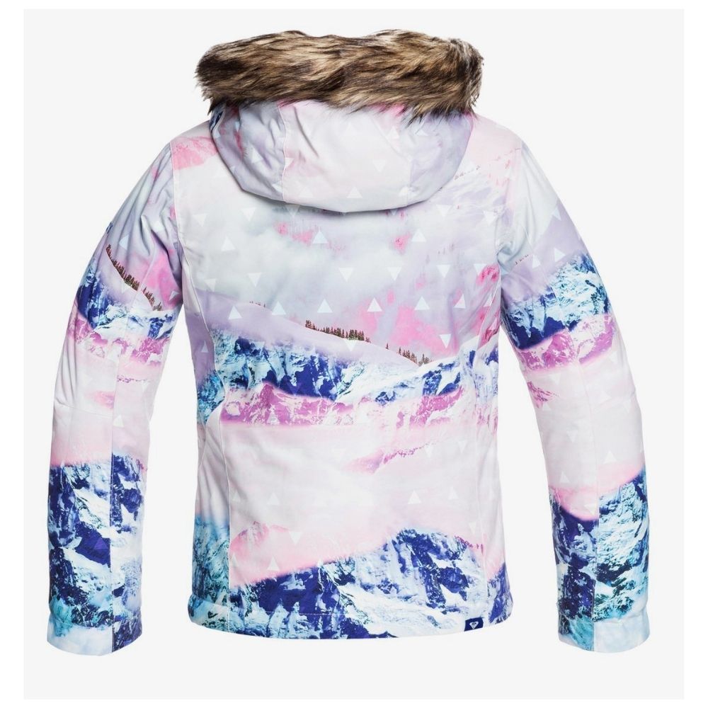 Roxy Jet Ski Girls Waterproof Ski Jacket - White Pyrennes for Winter Sports & Snowboarding