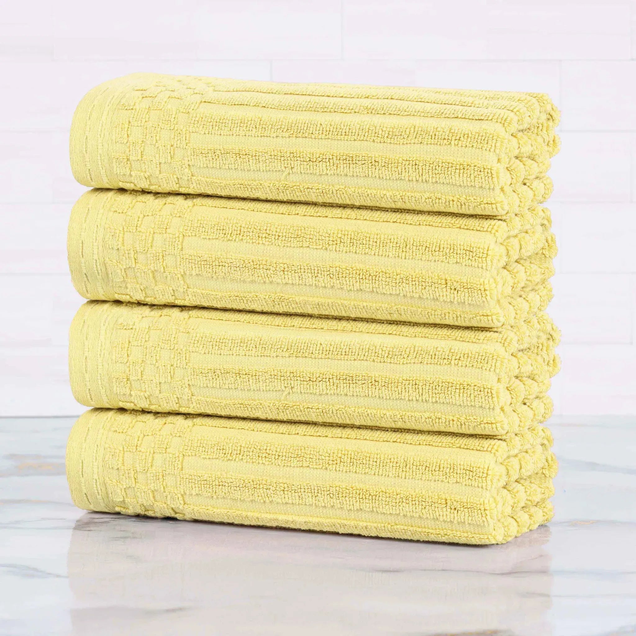 Premium Soho Ribbed Cotton Hand Towel Set - 4-Piece Ultra Absorbent Bath Towels for Kitchen, Bathroom & Gym - Soft & Quick-Drying