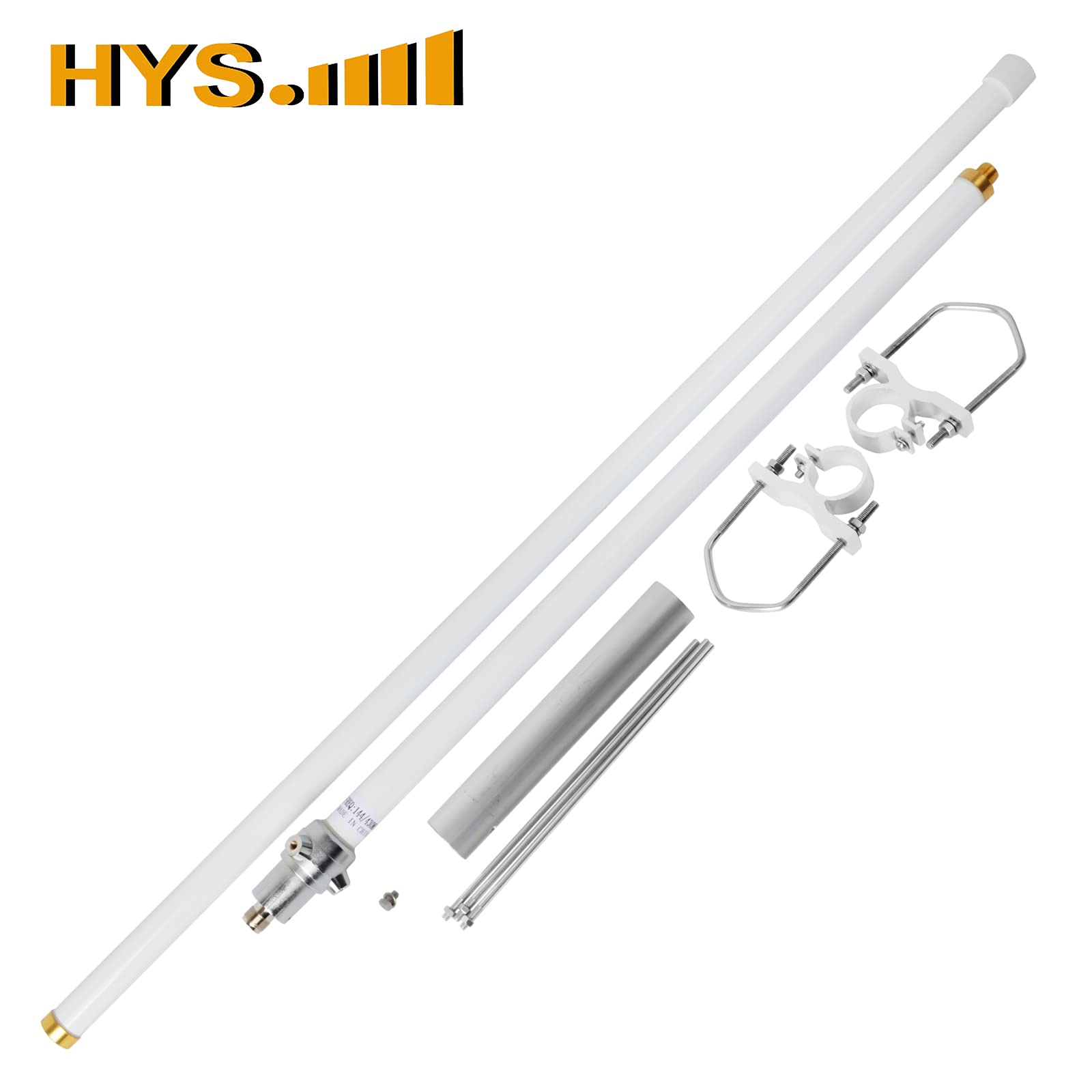HYS Pre-Tuned Fiberglass Base Station Antenna for VHF/UHF 144/430MHz - 4.5dBi VHF & 7.2dBi UHF Gain, SO239 Connector, 5.7ft Weatherproof Antenna for Ham Radio, Amateur Radio, Emergency Communication & Outdoor Activities