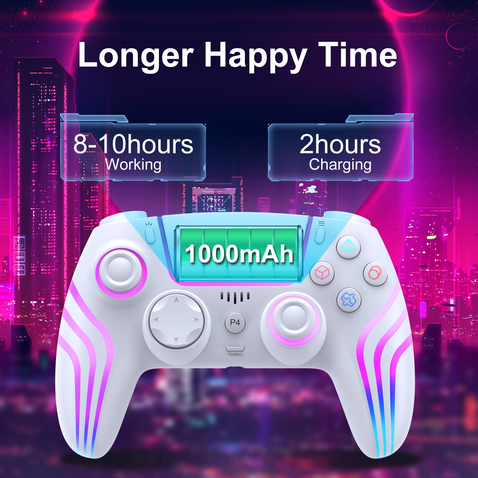 Wireless PS4 Controller with LED Lights, Dual Shock Vibration & Six-Axis Motion Sensor - Compatible with PS4/PS4 Pro/PS4 Slim - Perfect for Gaming, Streaming & Long Play Sessions