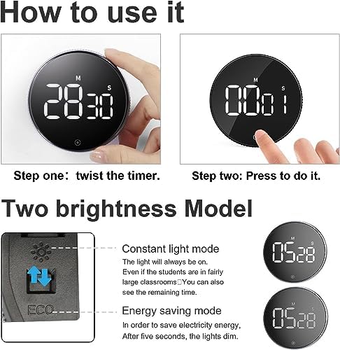 Digital Kitchen Timer with Magnetic Back - Easy-to-Use Countdown Timer for Cooking, Classrooms, Workouts & Study | Visual Timer for Kids, Elderly & Time Management | Perfect for Baking, Meetings & Homework Sessions