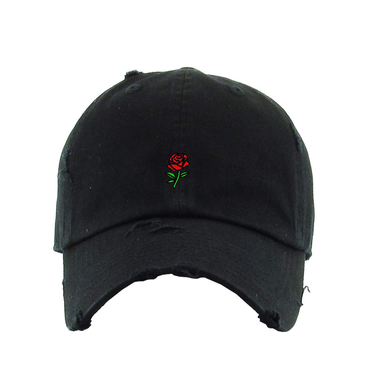 Vintage Rose Embroidered Cotton Baseball Cap - Adjustable Distressed Dad Hat for Men & Women | Perfect for Outdoor Activities, Sports, and Casual Wear