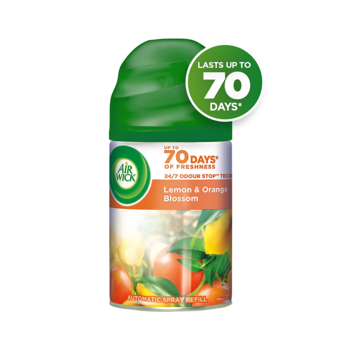 Air Wick Freshmatic Automatic Air Freshener Refill 250ml - Lemon & Orange Blossom Scent | 2600 Sprays Guaranteed | Continuous Fragrance for Home, Bathroom, Office & Car | Eliminates Odors & Freshens Air Instantly