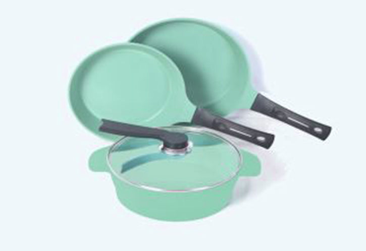EUROCOOK Jade Non-Stick Ceramic Cookware Set - 4 Piece PFOA Free Kitchen Kit with Frying Pans & Casserole, Tempered Glass Lids - Perfect for Sauteing, Frying & Slow Cooking Healthy Meals