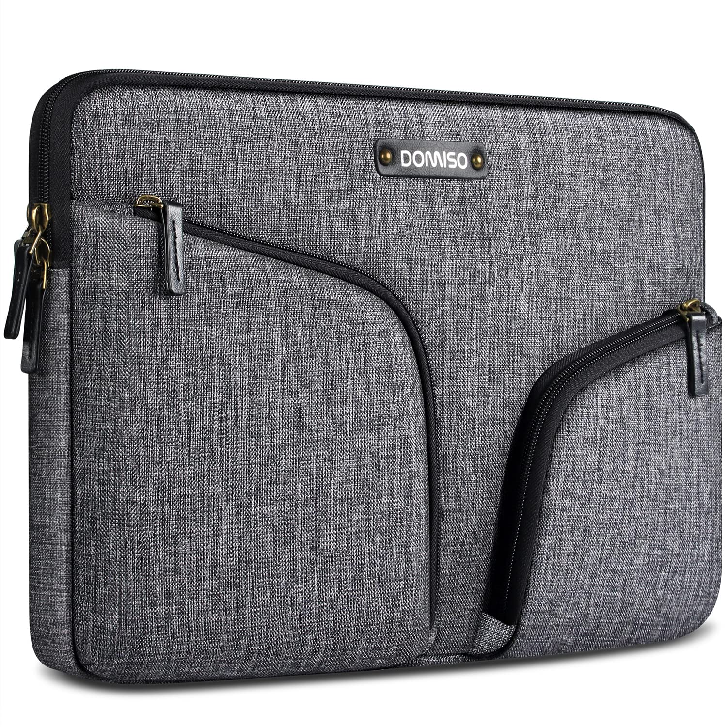 DOMISO 13.3 Inch Waterproof Laptop Sleeve - Durable Canvas Case with Handle for MacBook Pro 13, Dell XPS 13, Acer, Lenovo, HP (Dark Grey) - Perfect for Travel, School & Office Protection