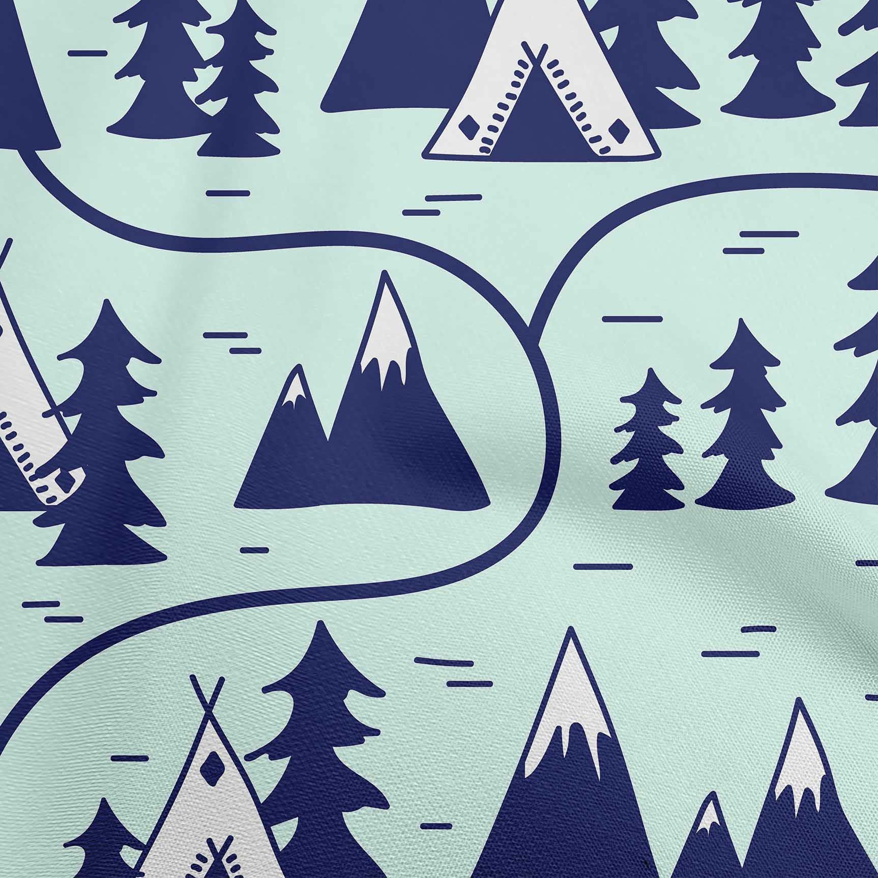 oneOone Rayon Sky Blue Fabric with Mountain Pattern - 56 Inch Wide Sewing Material by The Yard for DIY Dresses, Curtains & Home Decor Projects