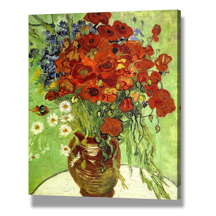 Vincent Van Gogh Floral Wall Art Decor - Vase with Gladioli and Chinese Asters Canvas Print for Living Room, Bedroom & Office Decor | Modern Home Interior Design
