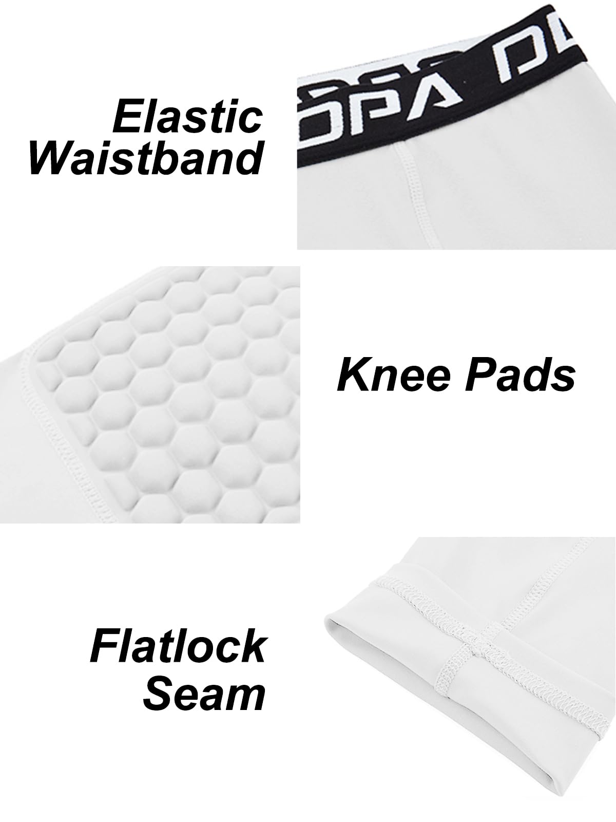 DEVOROPA Youth Boys' Compression Pants with Knee Pads - 3/4 Length Basketball Tights, Quick-Dry Athletic Leggings for Sports & Workout - Perfect for Basketball, Gym Training & Outdoor Activities