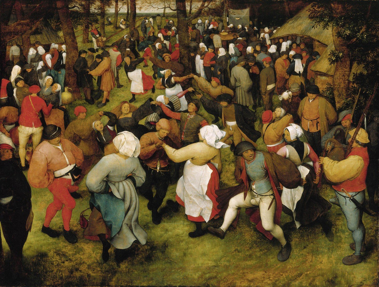 De Stijl Dancers Canvas Art Print - 20x15 Inch Wedding Dance in the Open Air by Pieter Bruegel the Elder - Wall Decor for Living Room, Bedroom, Office, and Gallery Spaces