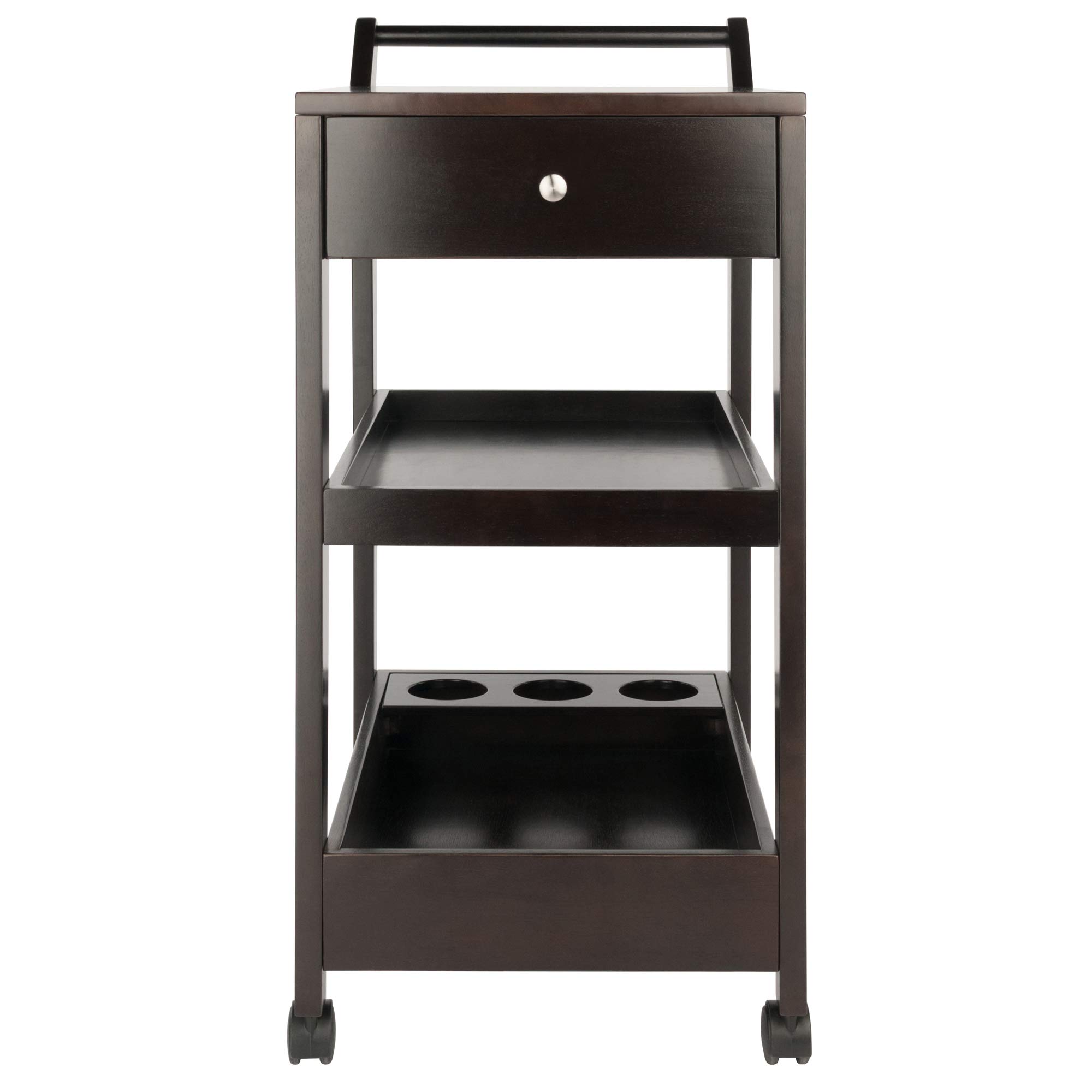 Winsome Wood Jeston Entertainment Cart with Wheels - Espresso Finish TV Stand, Rolling Media Console for Living Room, Bedroom, or Home Theater Organization