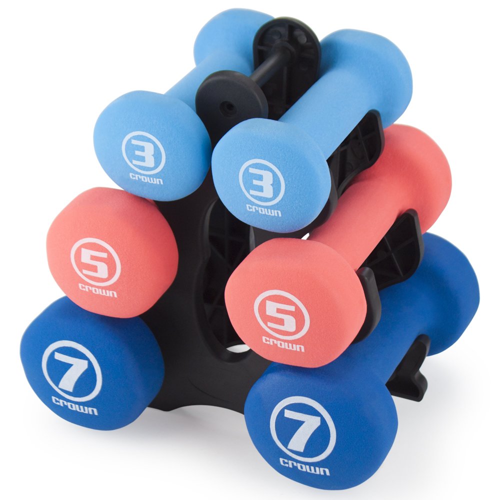 3-Pair Neoprene Hand Weights Set with Stand - Home Workout & Fitness Training