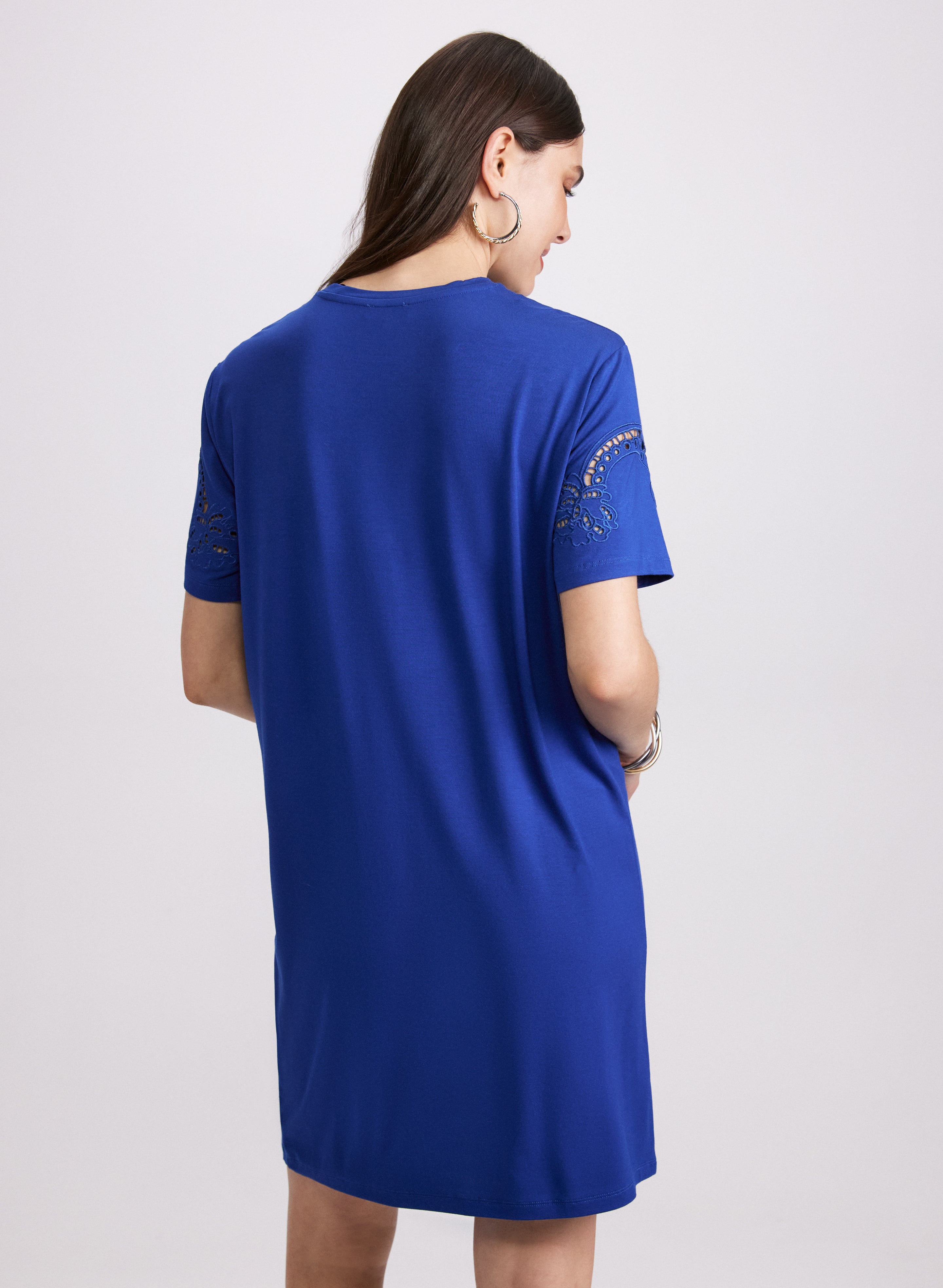 Embroidered T-Shirt Dress for Women - Soft Cotton Casual Summer Dress with Stylish Floral Design | Perfect for Beach, Brunch, and Everyday Wear