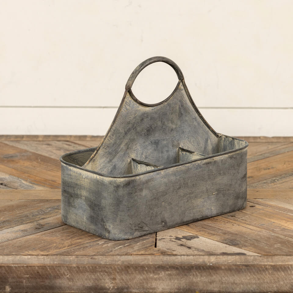 Galvanized Metal 6-Section Organizer Caddy - Perfect for Kitchen Utensils, Bathroom Essentials & Office Supplies Storage