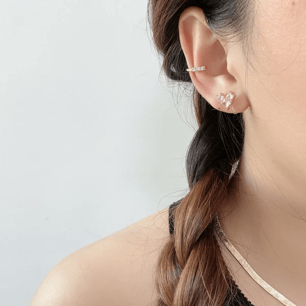 18K Gold Plated Cubic Zirconia Heart Earrings for Women - Elegant Valentine's Day Gift, Anniversary Present, or Everyday Jewelry - Hypoallergenic & Tarnish-Free