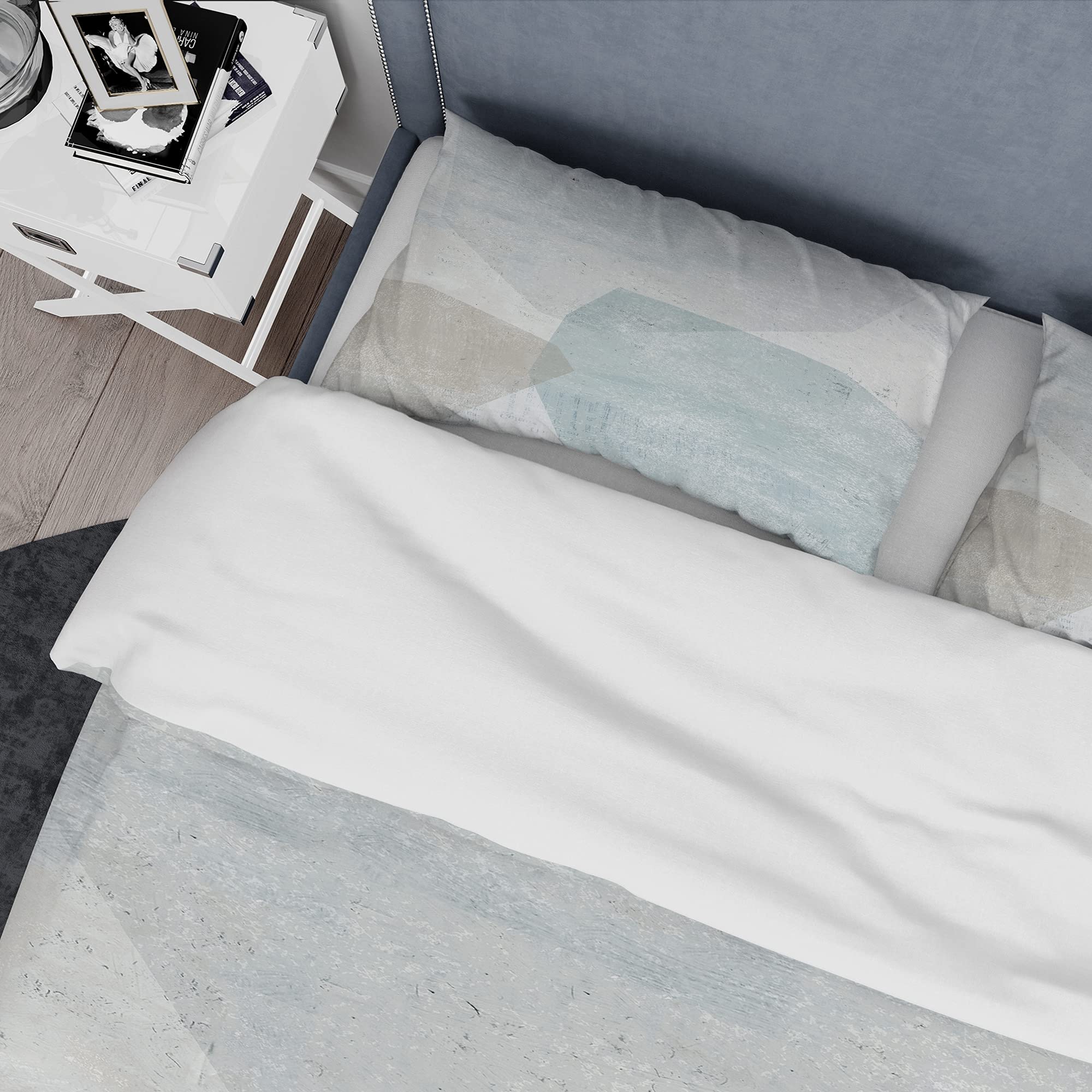 DesignQ Grey and White Abstract Duvet Cover Set King - 3 Piece Modern Contemporary Bedding Collection, All Season Beige Bedding for King Size Beds | Perfect for Master Bedrooms, Guest Rooms & Modern Home Decor