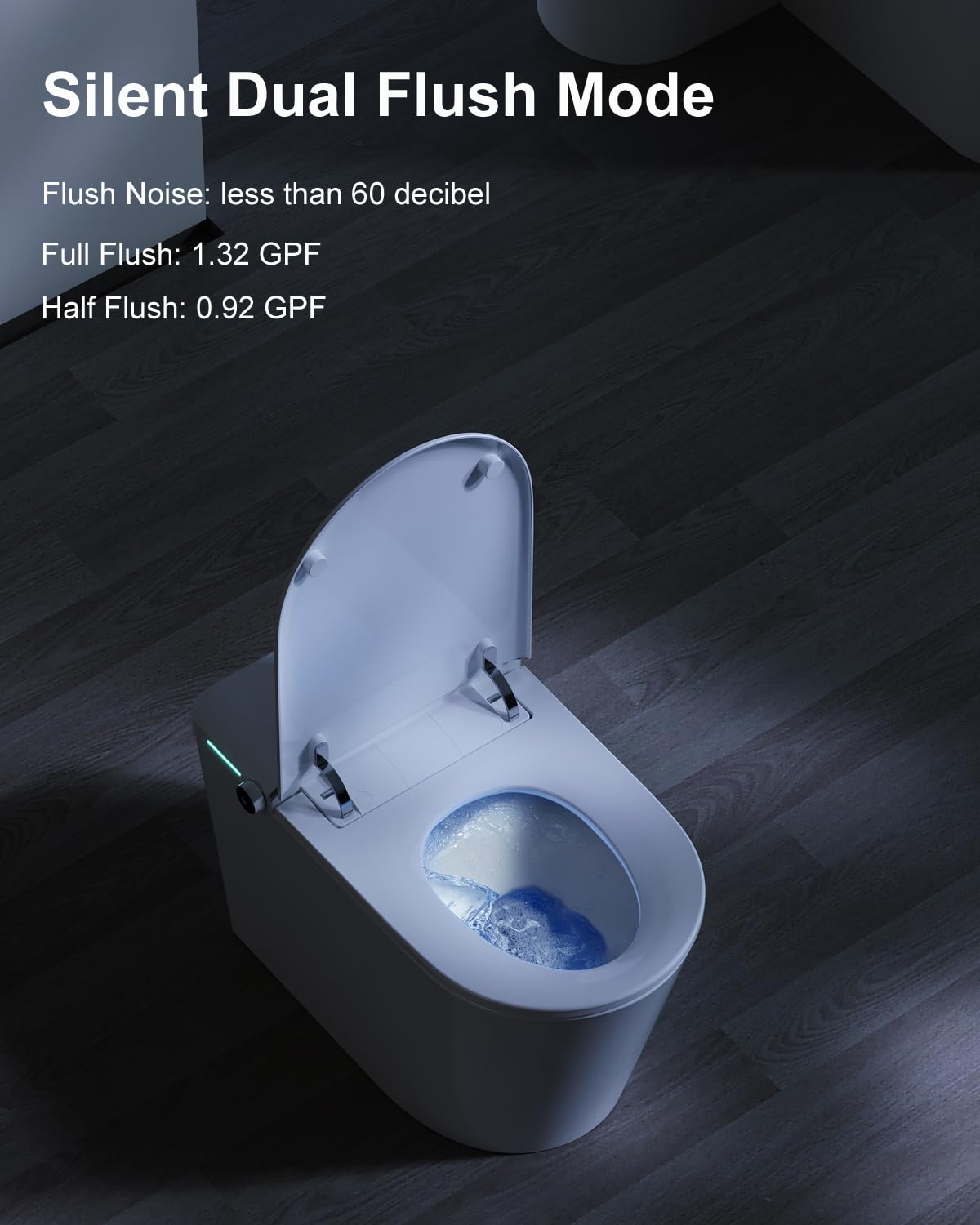Smart One Piece Toilet - Modern Tankless Electric Toilet with Auto Flush, Foot Sensor, Heated Seat & Nightlight - 1.32/0.92 GPF Dual Flush - 12