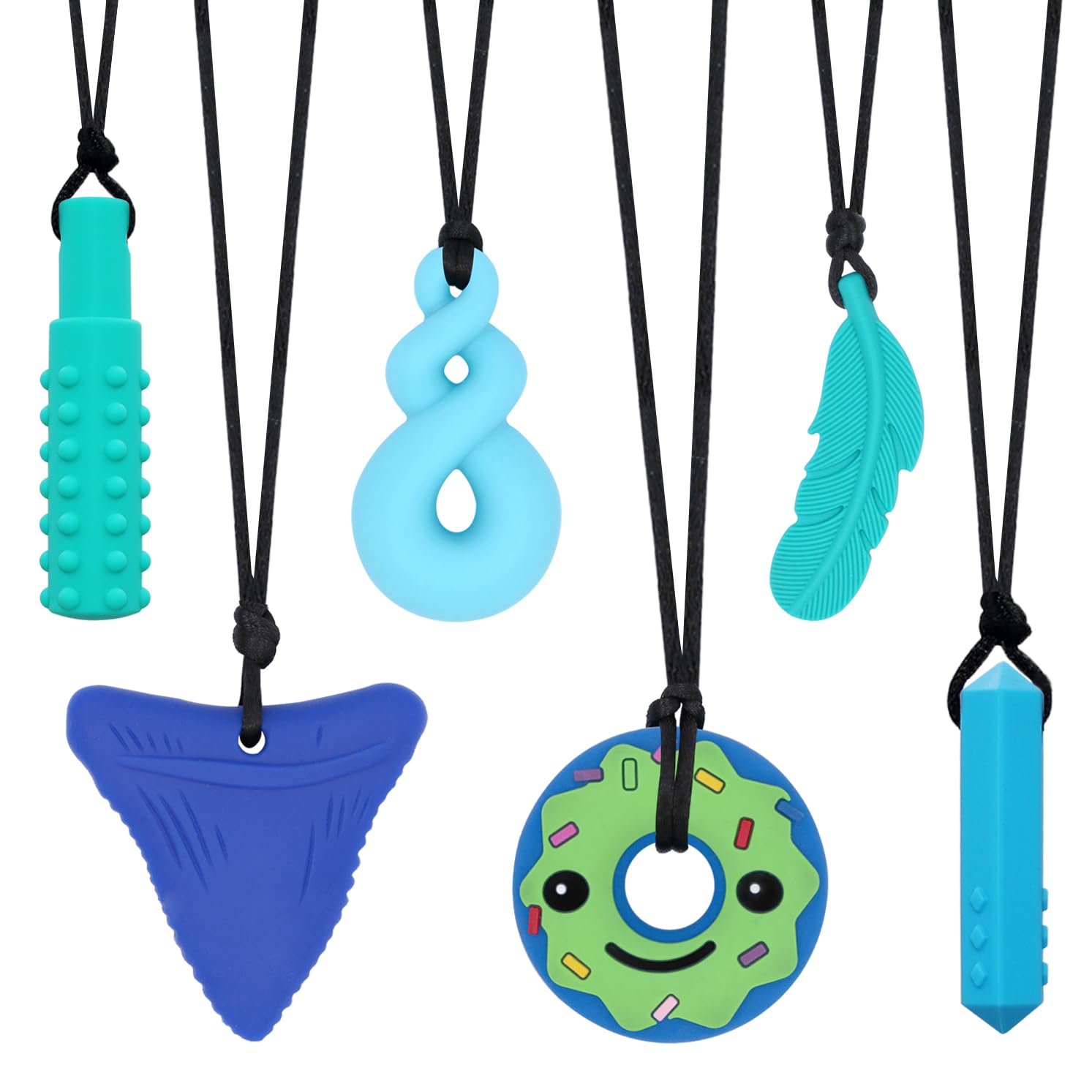 Sensory Chew Necklaces for Kids & Adults - 6 PCS ADHD, Autism Relief Toys for Stress & Anxiety