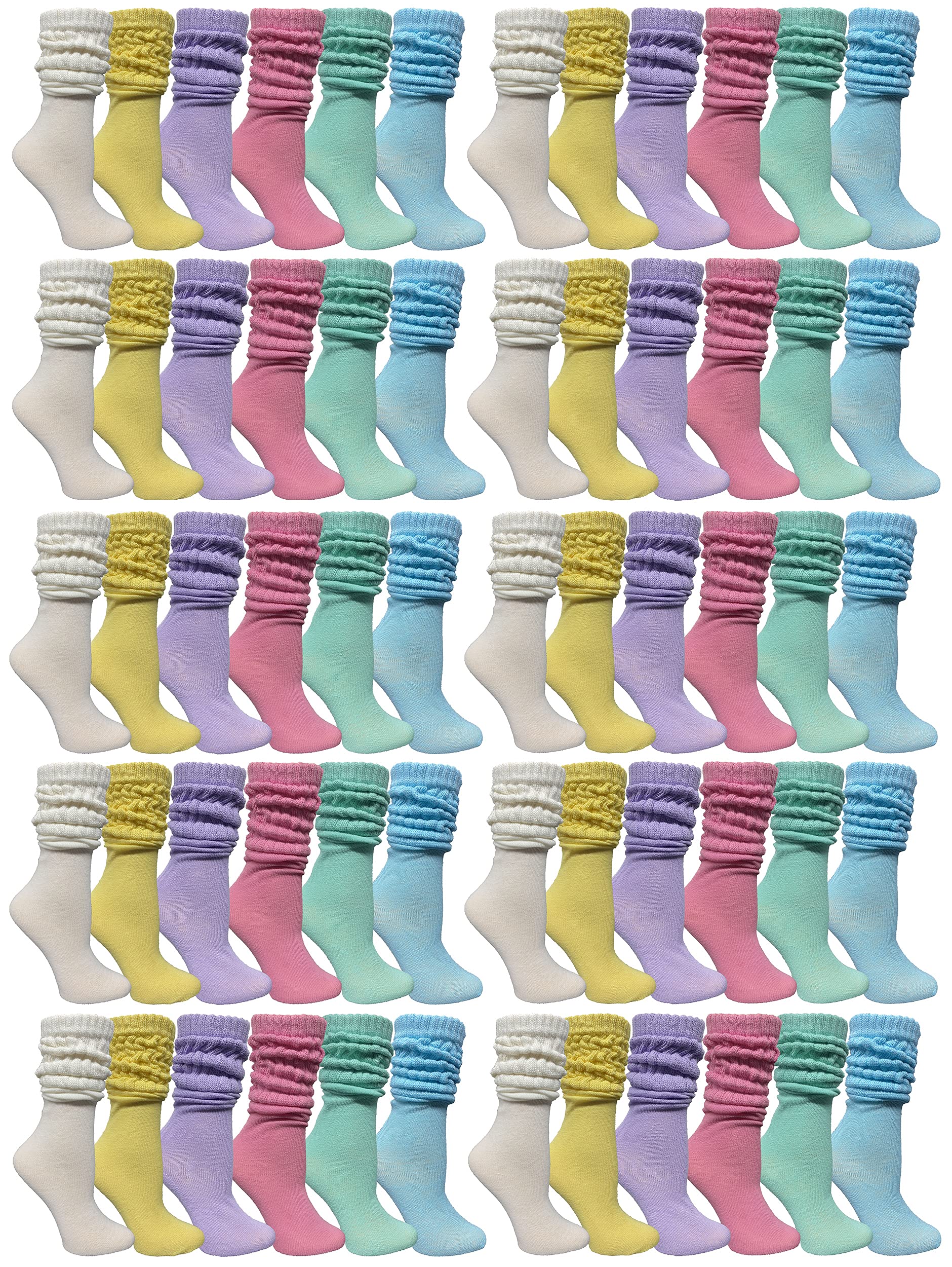 Yacht & Smith 60 Pack Women's Cotton Slouch Socks - Soft Knee High Boot Socks for Women | Perfect for Winter, Boots & Casual Outfits