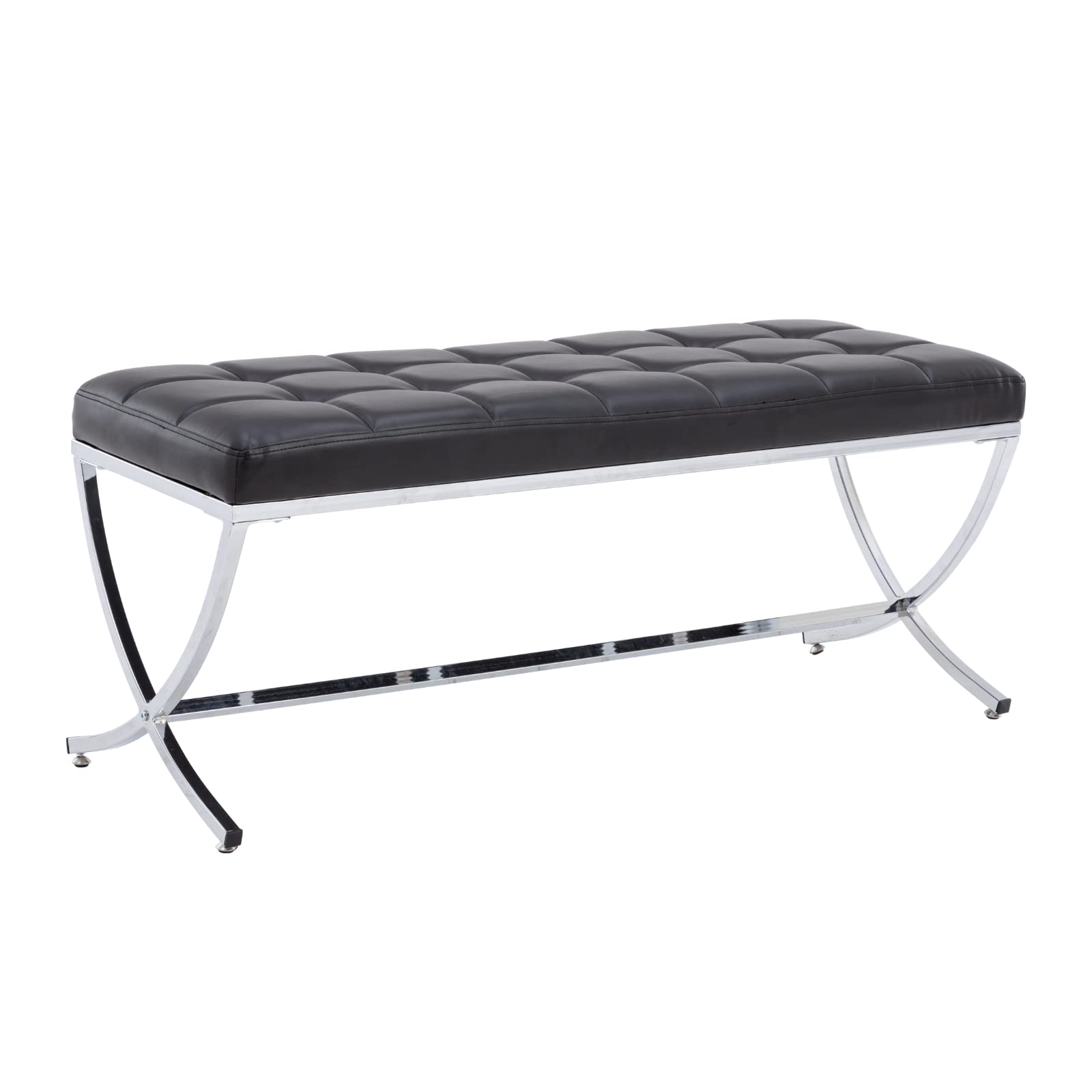 Modern Button Tufted Bench - PU Faux Leather Ottoman with Storage, Stylish Footrest for Entryway, Bedroom, Kitchen & Dining Room - Black | Perfect for Small Spaces, Home Decor & Extra Seating