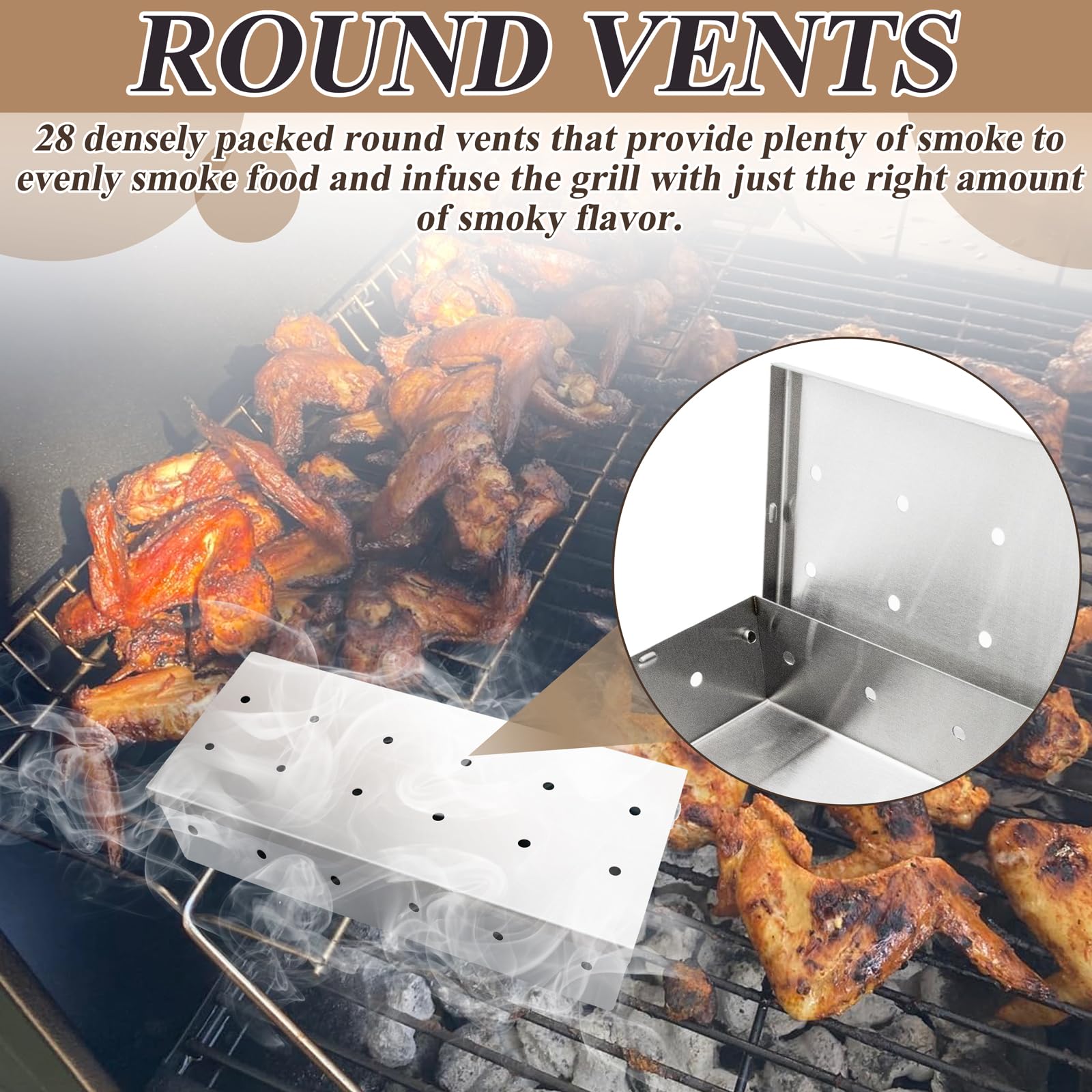 Stainless Steel BBQ Smoker Box for Gas & Charcoal Grills - Wood Chip Smoker Box with BBQ Skewer | Perfect for Backyard Grilling, Camping & Outdoor Barbecue Accessories