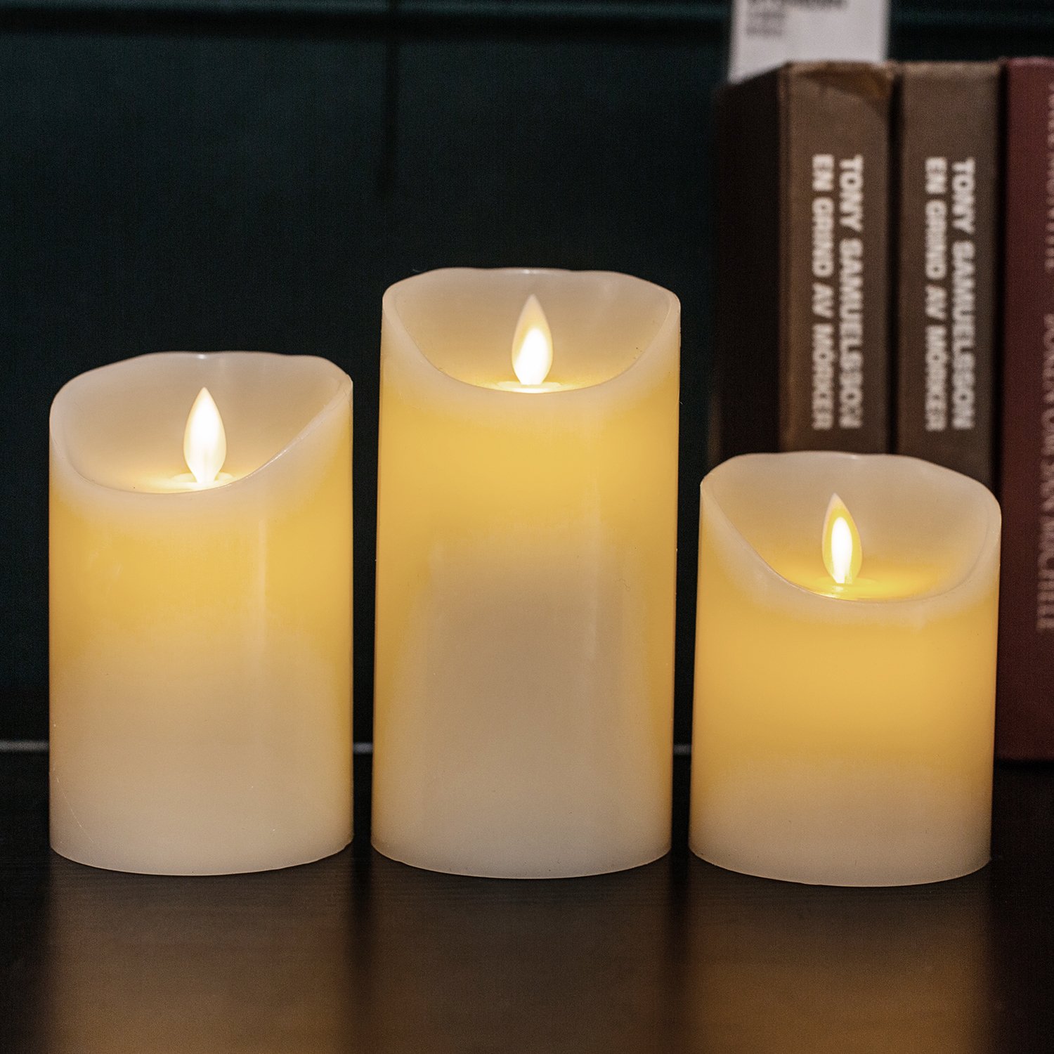 Pandaing 3-Pack LED Flameless Flickering Battery Candles with Remote & Timer - Real Wax Moving Wick Pillar Candles for Wedding, Christmas, Home Decor - Perfect for Romantic Dinners, Holiday Centerpieces & Cozy Ambiance