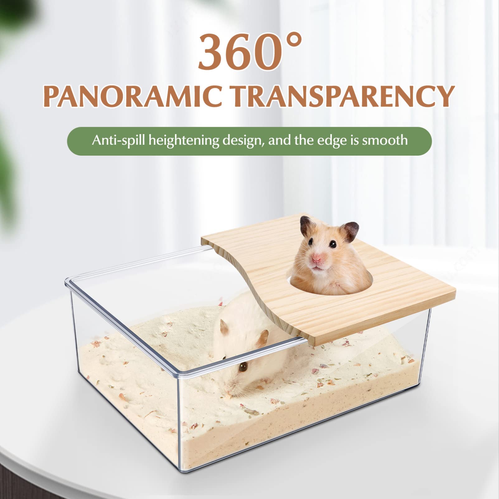 Balacoo Hamster Sand Bath House - Chinchilla Dust Bath Container for Small Pets - Perfect for Hamster, Chinchilla, Gerbil & Degu - Ideal for Cage Cleaning & Grooming
