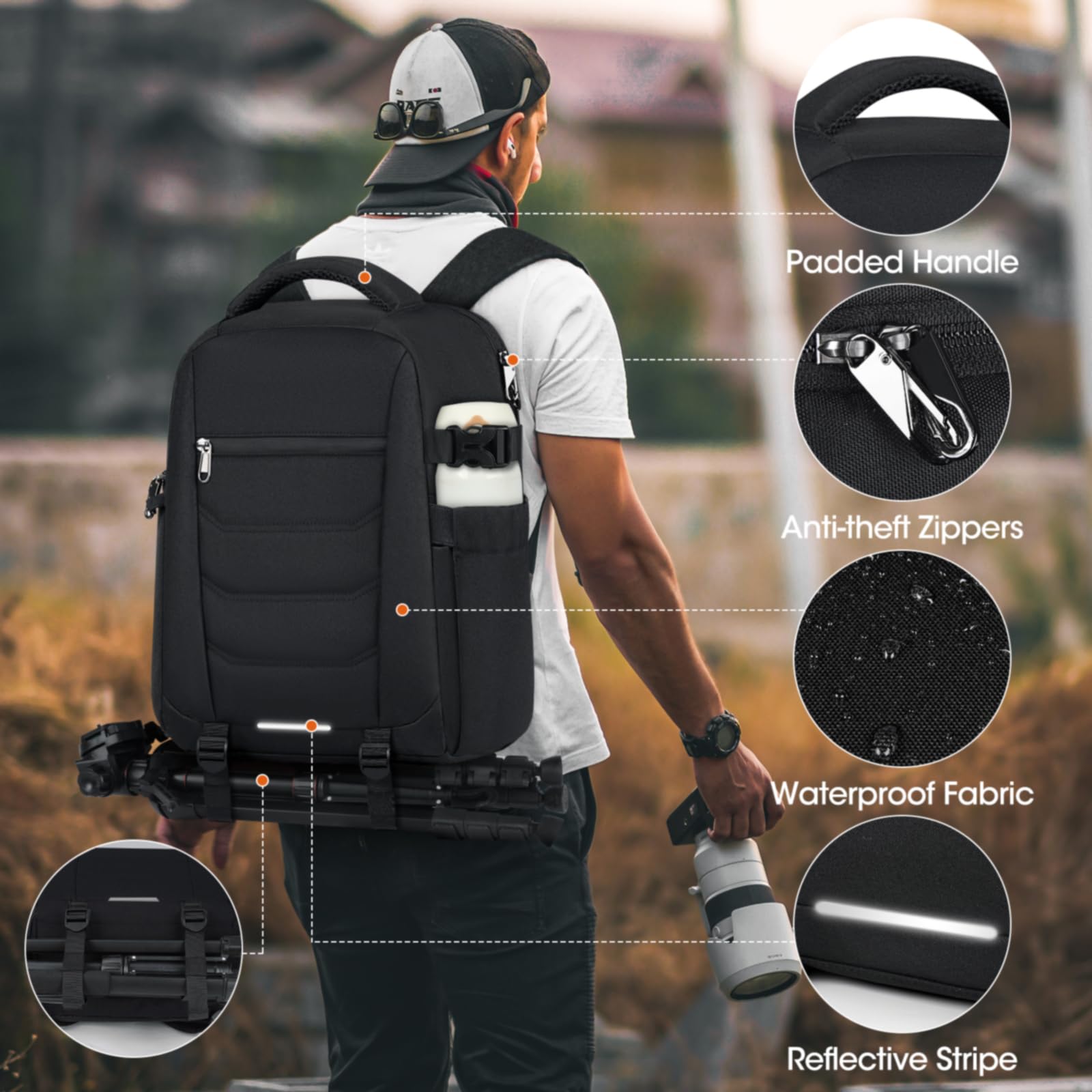 Professional Waterproof DSLR SLR Mirrorless Camera Backpack - Large Capacity Anti-Theft Photography Bag with Rain Cover & 14