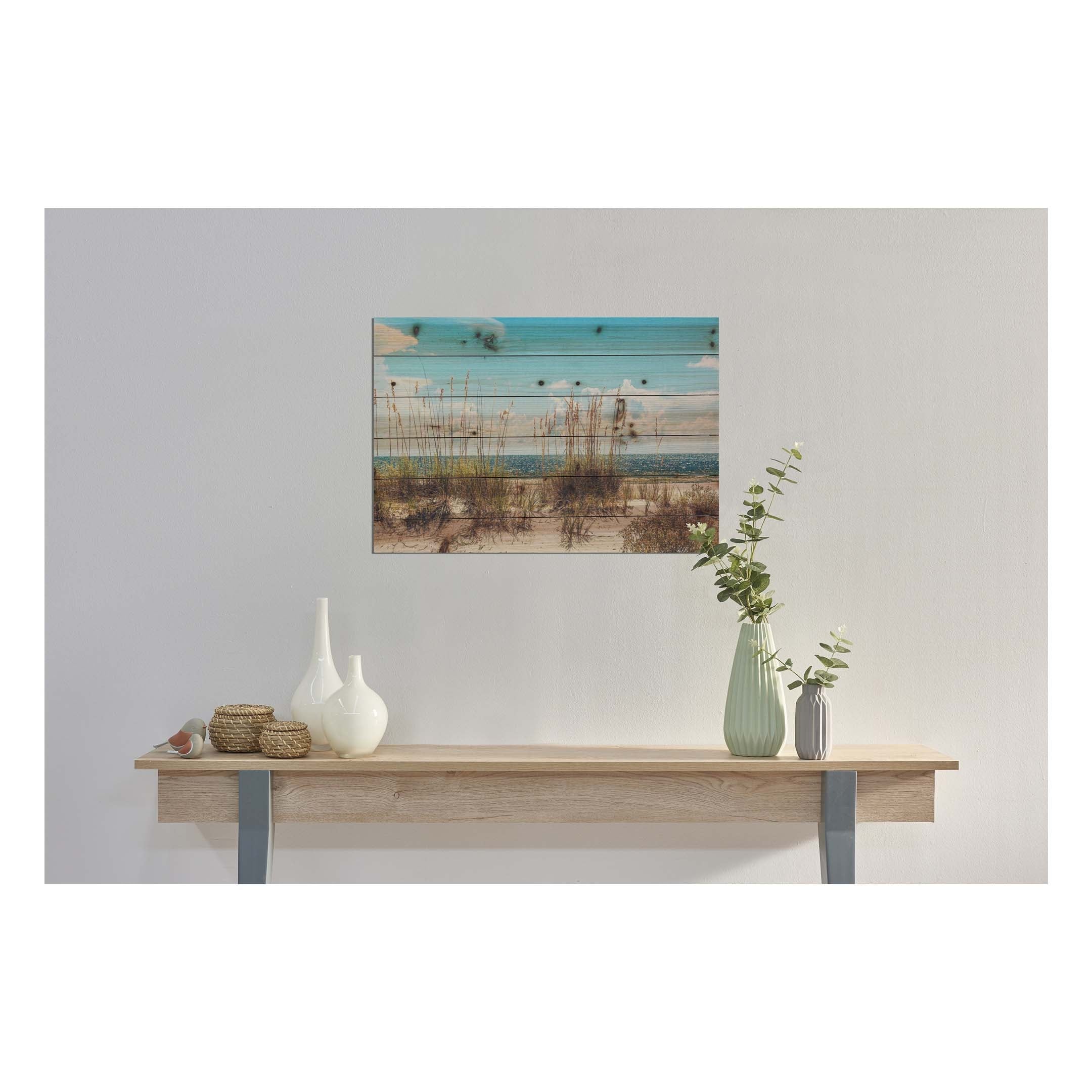 Beach Sand Dunes Landscape Photography Print on Reclaimed Wood Wall Art - Coastal Home Decor for Living Room, Bedroom & Office