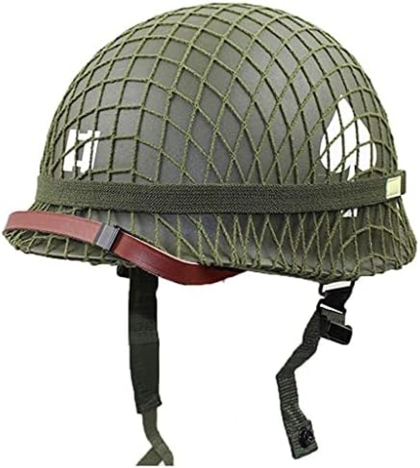 WW2 US Military Steel Helmet - Adjustable Size with Mesh Canvas Chin Strap - Perfect for Airsoft, Paintball, CS Games & WWII Reenactments - Outdoor Tactical Gear for Cosplay & Collectors