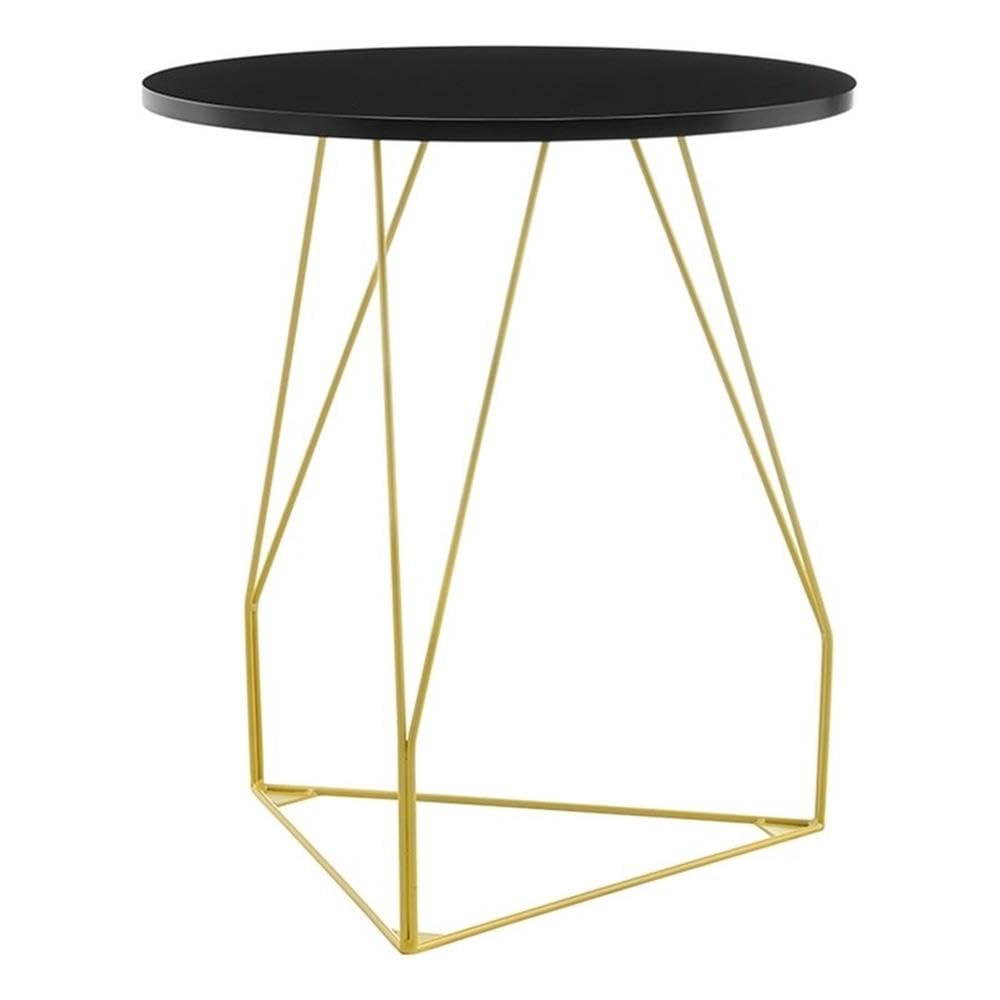 Finch Orlando Round Metal Side Table with Black Metal Top & Gold-Plated Legs - Geometric Nightstand for Living Room, Bedroom, or Office - Modern Accent Table for Small Spaces & Home Decor