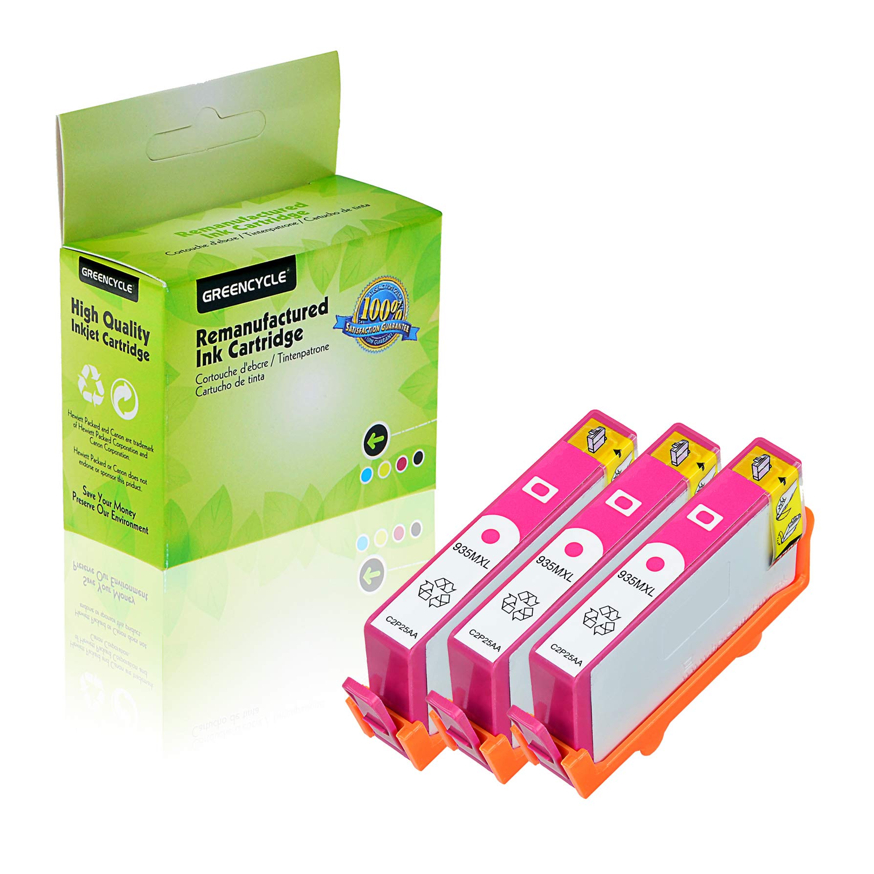 Greencycle HP 935XL C2P25AN Compatible Ink Cartridge (Magenta, 3-Pack) - Works with Officejet 6220/6812/6815/6820 & Officejet Pro 6230/6830/6835 Printers - Perfect for Home Office Printing & High-Volume Documents