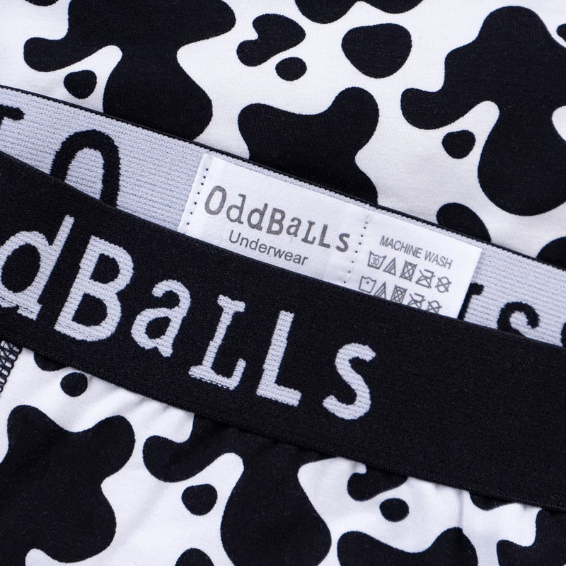 OddBalls Fat Cow Boxer Shorts - Funny Cow Print Men's Underwear | Comfortable Cotton Boxers for Casual Wear & Lounge