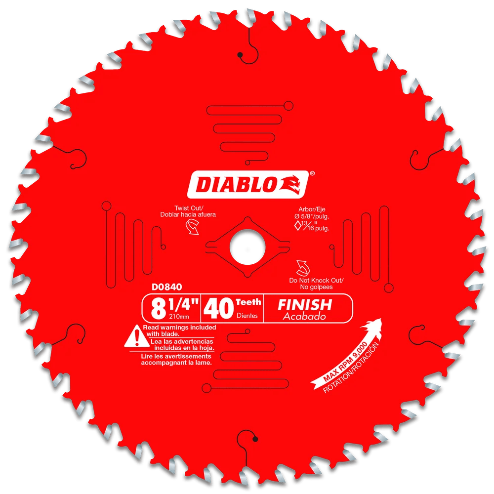 8 1/4 Inch 40-Tooth Fine Finish Circular Saw Blade - 8 Pack for Woodworking, Trim & Finish Carpentry - Perfect for Plywood, MDF & Softwood Cutting