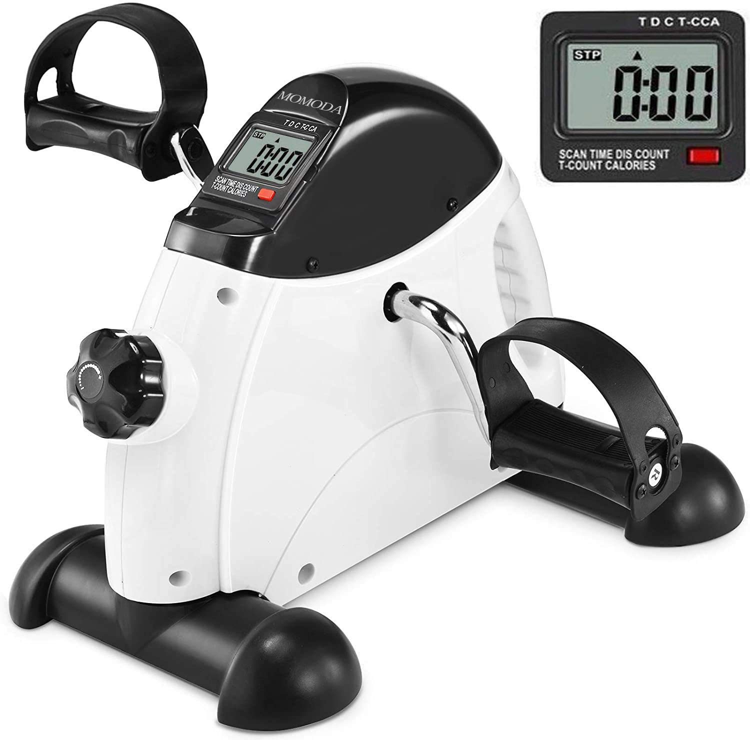 MOMODA Under Desk Bike Pedal Exerciser - Mini Exercise Bike for Leg & Arm Workouts with LCD Display - Portable Home & Office Fitness Equipment for Sedentary Workers & Students