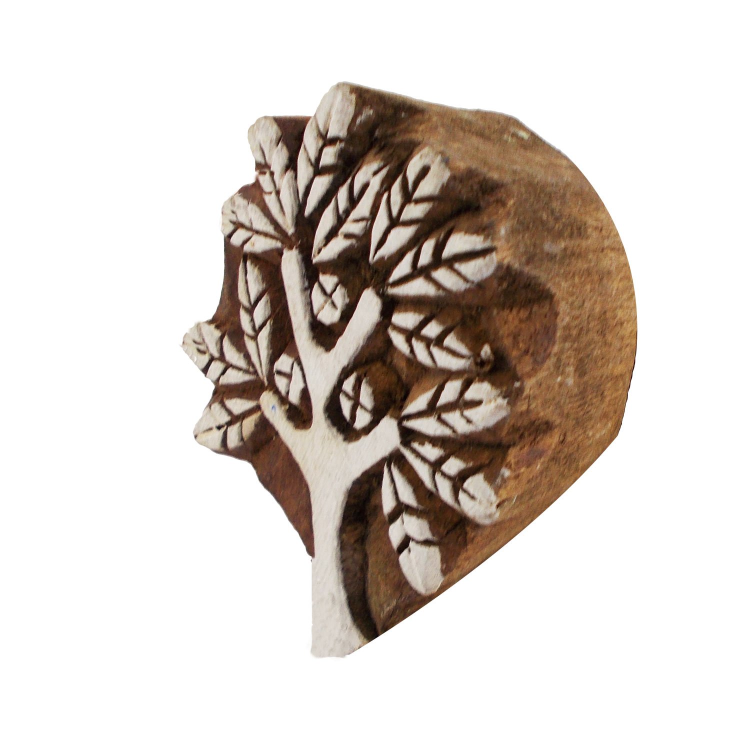 Handmade Wooden Printing Blocks for Textile & Scrapbook - Tree Motif Design | DIY Craft Stamps for Fabric & Paper Art