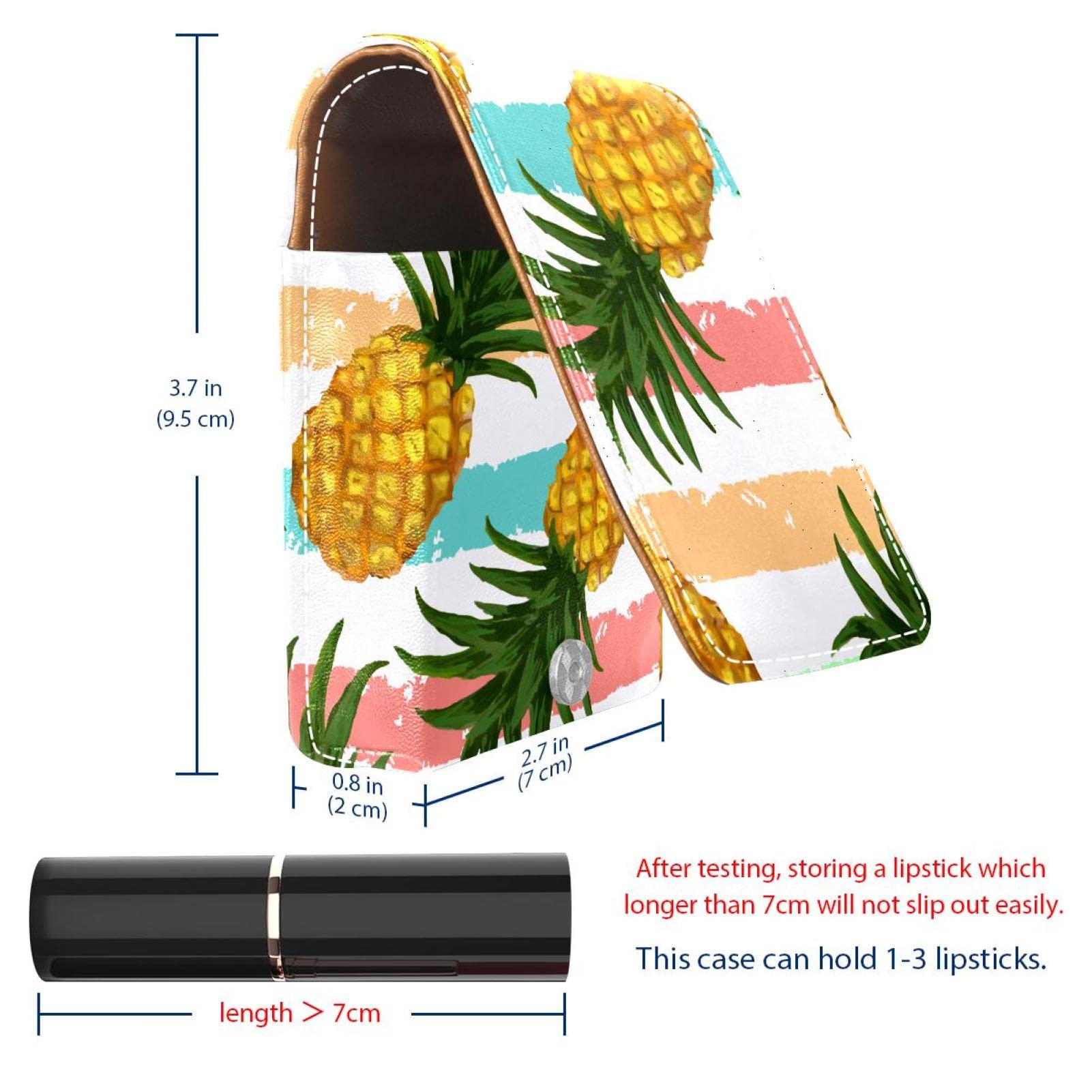Personalized Lipstick Case - Portable Makeup Bag & Cosmetic Pouch Organizer with Hand-Drawn Pineapple Pattern | Perfect for Travel, Gift, and Daily Makeup Storage